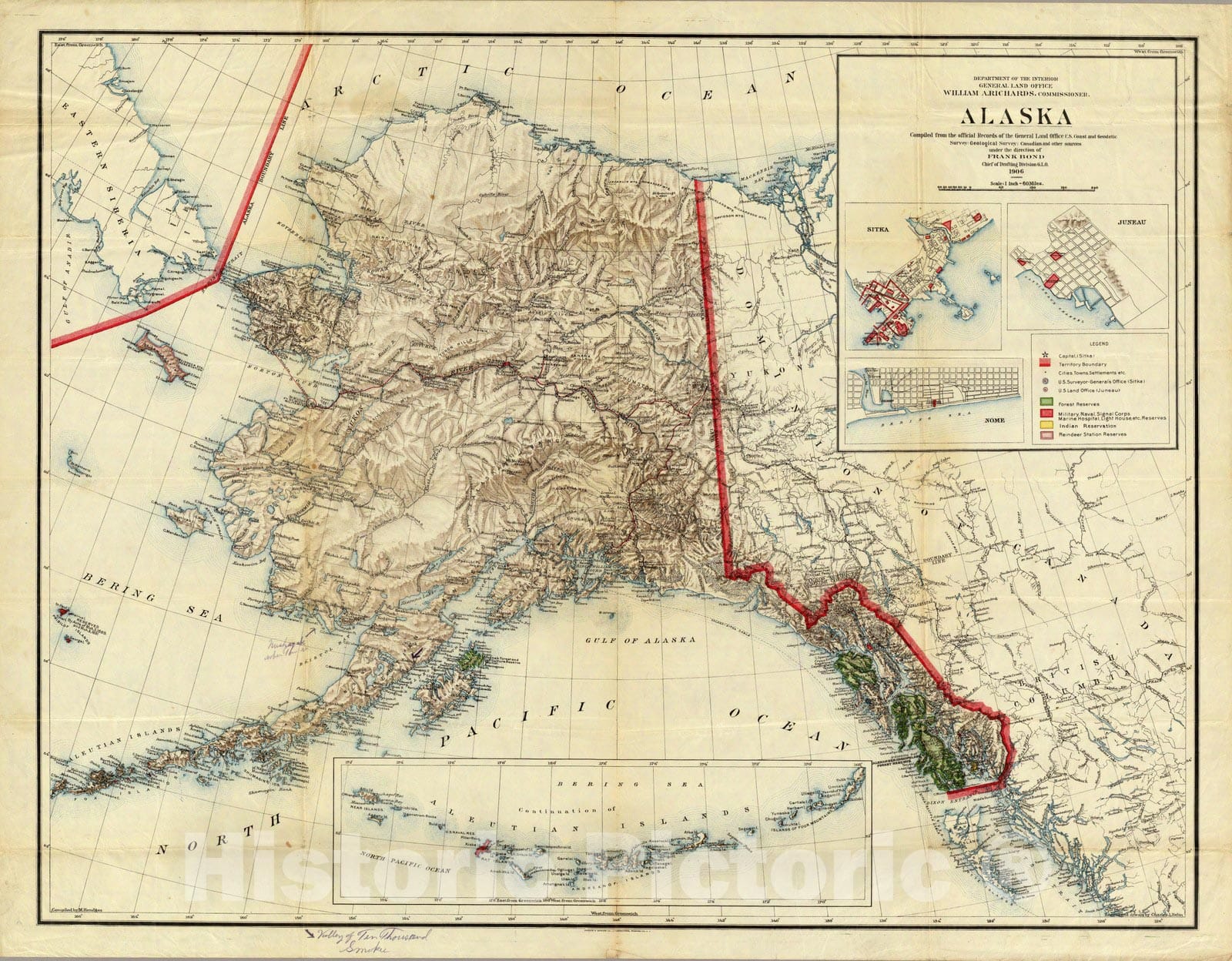 Historic Map : Department of The Interior General Land office Map - Alaska. 1906 - Vintage Wall Art