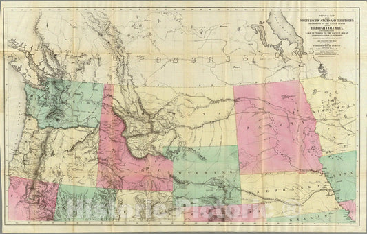 Historic Map : General Map of the North Pacific States and Territories, 1865 - Vintage Wall Art