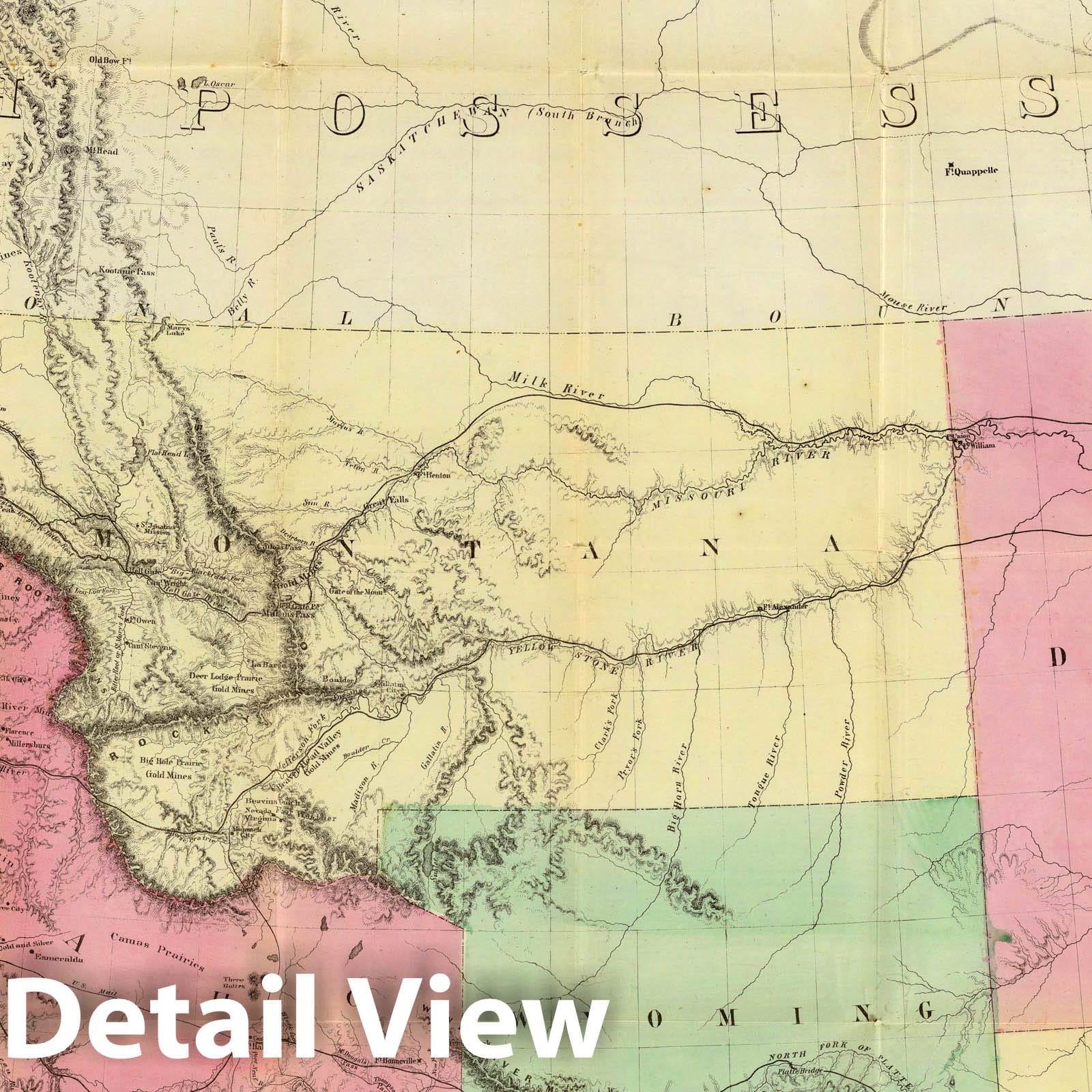 North Pacific States and Territories - Gold Mines and Mail Routes, 1865 Historical Map Print