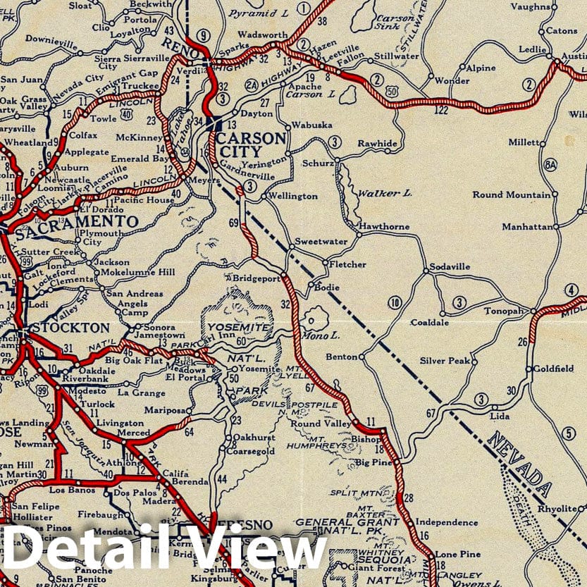 Historic Map : Rand McNally Junior Road Map California and Nevada, 1925 - Vintage Wall Art