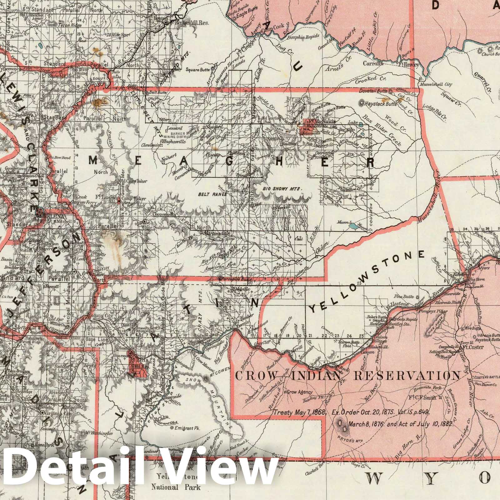 Historic Map - Department of The Interior General Land office Map - Montana Territory. 1883, - Vintage Wall Art