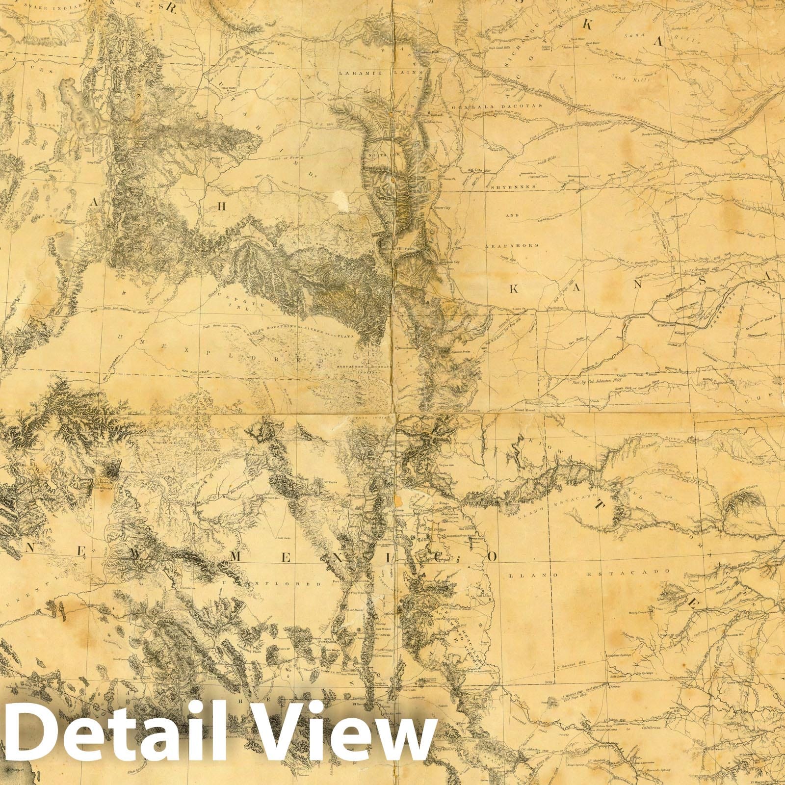 United States, Mississippi to Pacific - Railroad Map, 1858