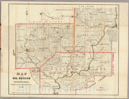 Pennsylvania Oil Region 1865 Map Print - Historical Reproduction