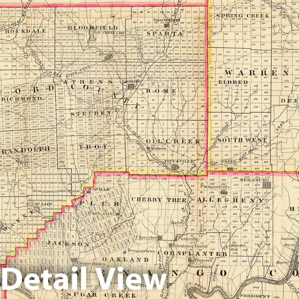 Historic Map : Map of the Oil Region of Pennsylvania, 1865 - Vintage Wall Art
