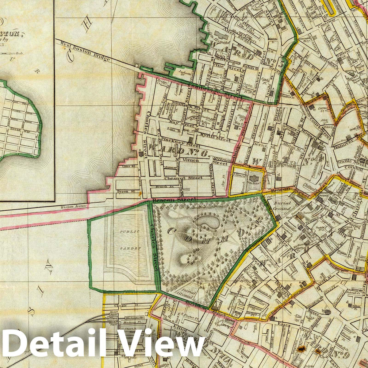 Boston with Charlestown and Cambridge - Survey Map, 1846