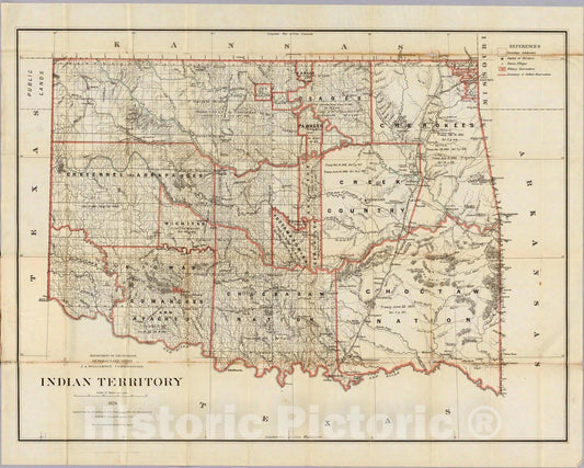 Historic Map : Pocket Map, Indian Territory. 1879 - Vintage Wall Art