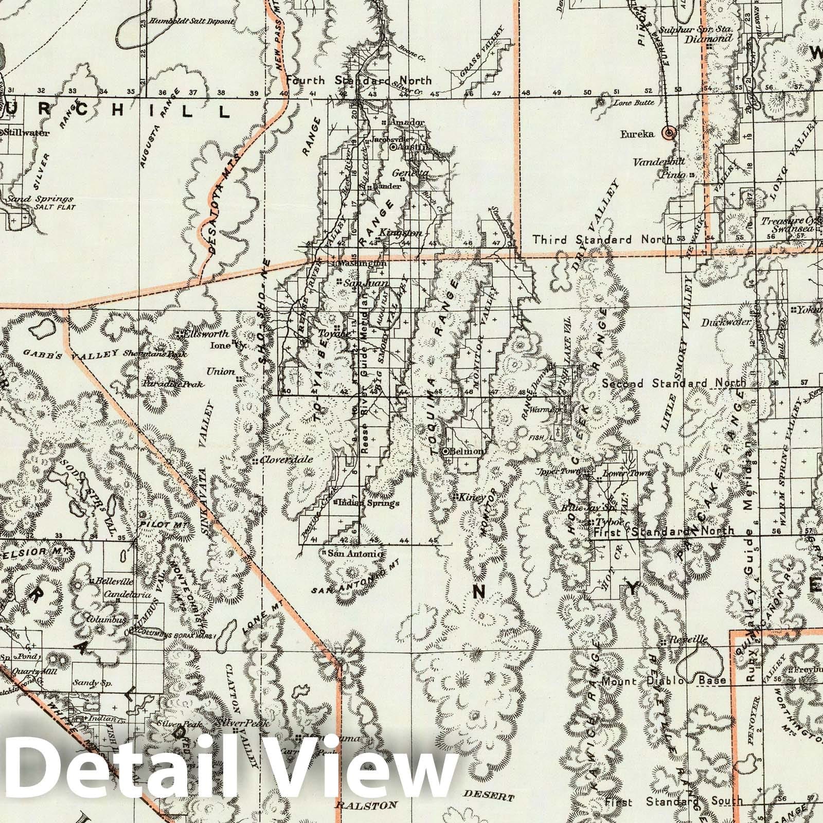 Nevada - Survey Map, 1879 - Historical Map Print