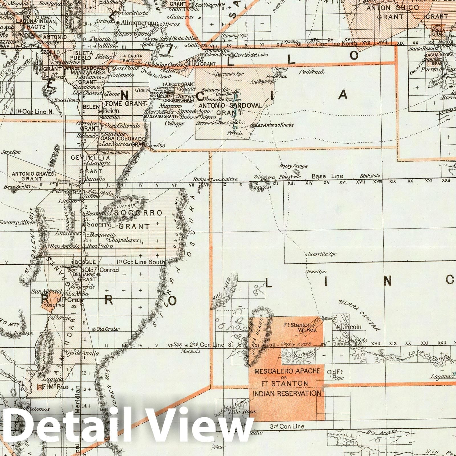 Historic Map : Department of The Interior General Land office Map - Territory of New Mexico. 1879 - Vintage Wall Art