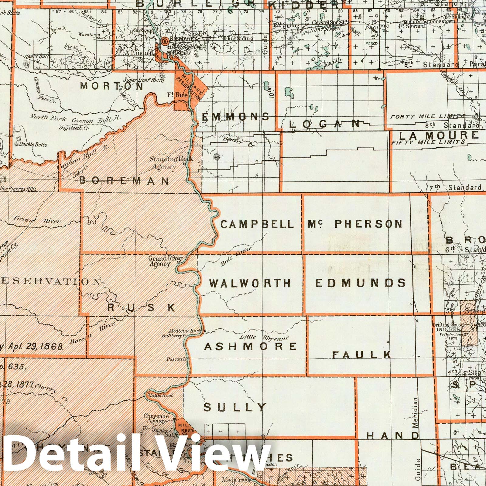 Historic Map : Department of The Interior General Land office Map - Territory of Dakota. 1879 - Vintage Wall Art