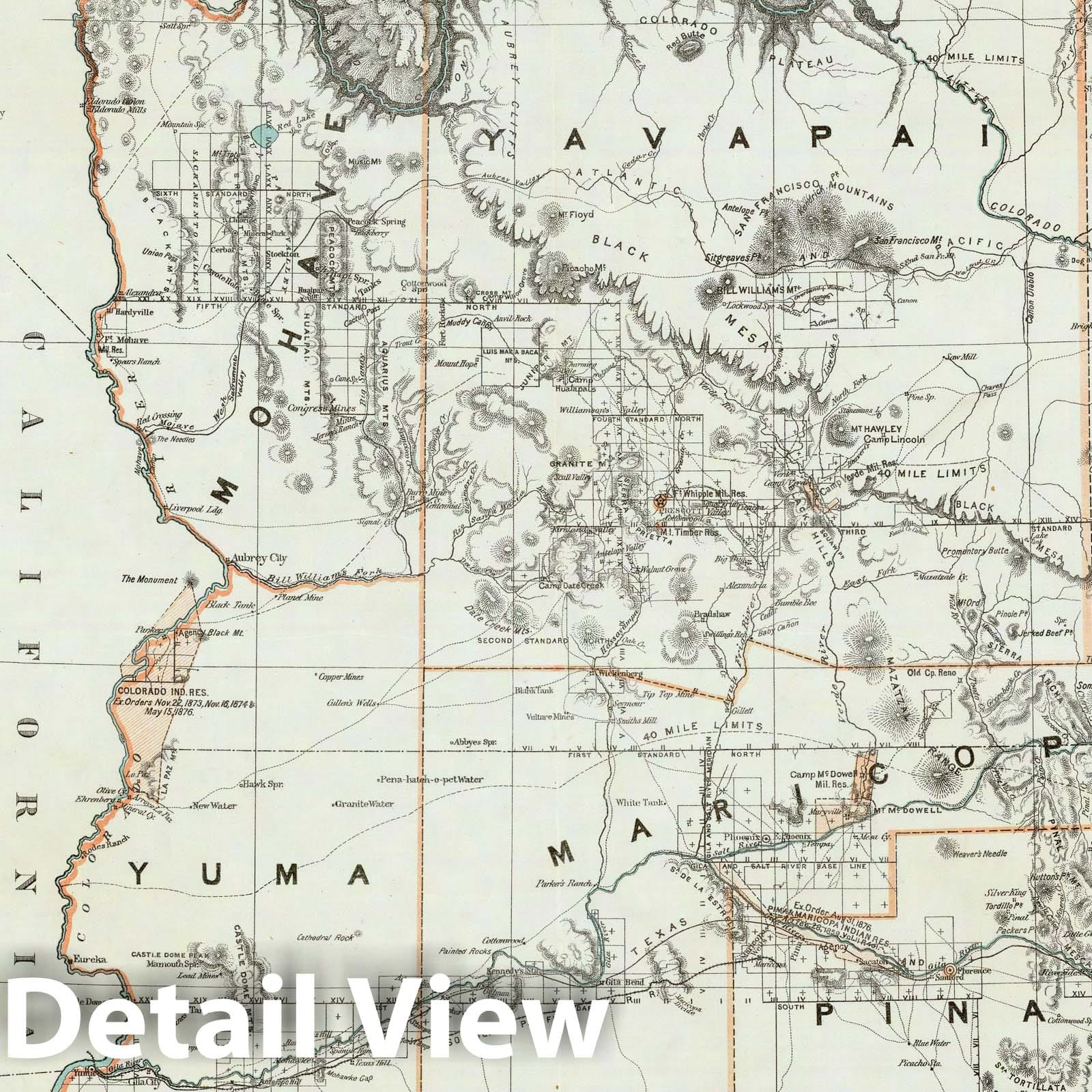 Historic Map : Department of The Interior General Land office Map - Territory of Arizona. 1879 - Vintage Wall Art