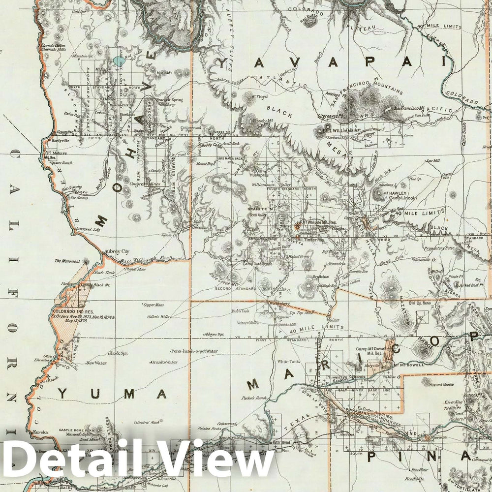 Historic Map : Department of The Interior General Land office Map - Territory of Arizona. 1879 - Vintage Wall Art