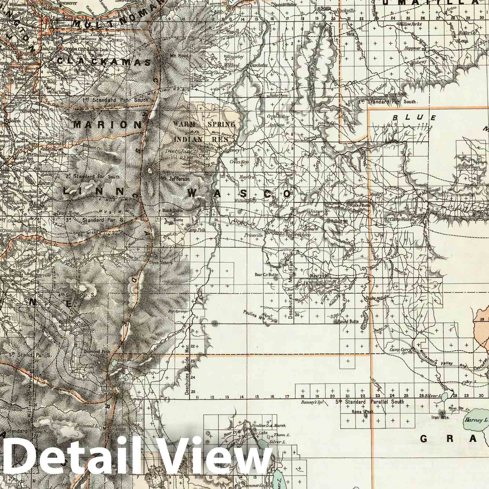 Oregon - Survey Map, 1879 - Historical Cadastral Map Print