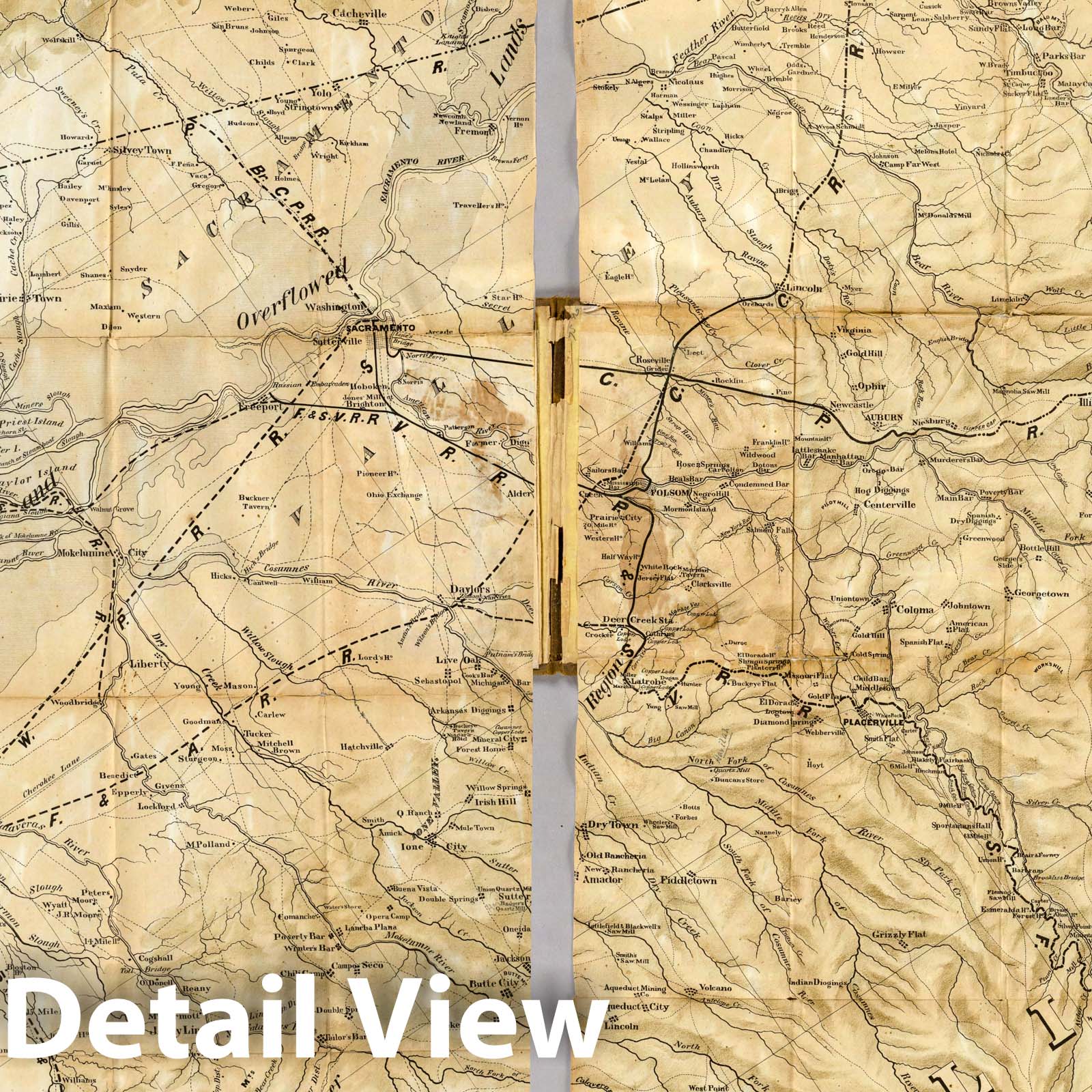 Central California and Western Nevada - Railroad Map, 1865