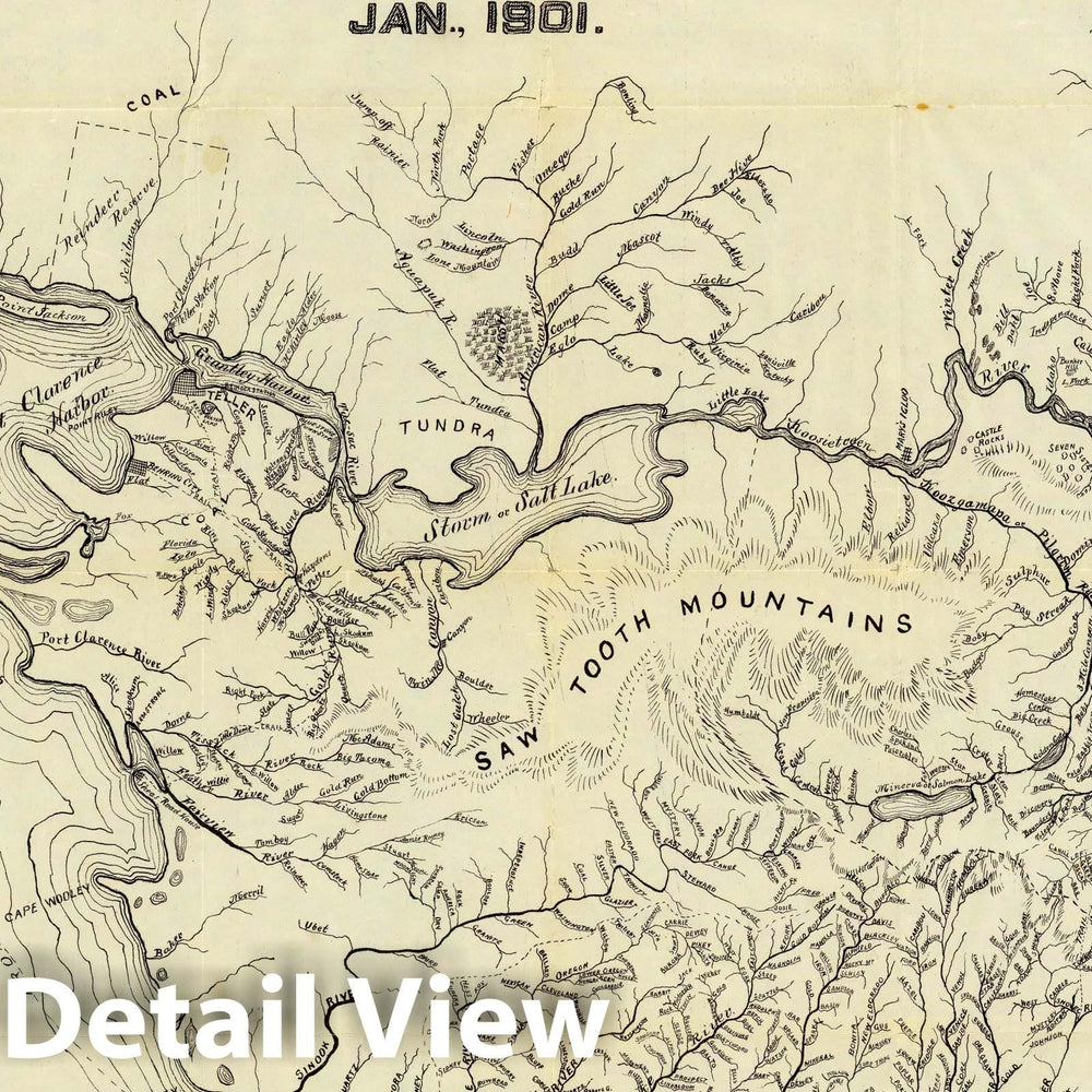 Historic Map : Map of The New Alaska Gold Fields, 1901 - Vintage Wall Art