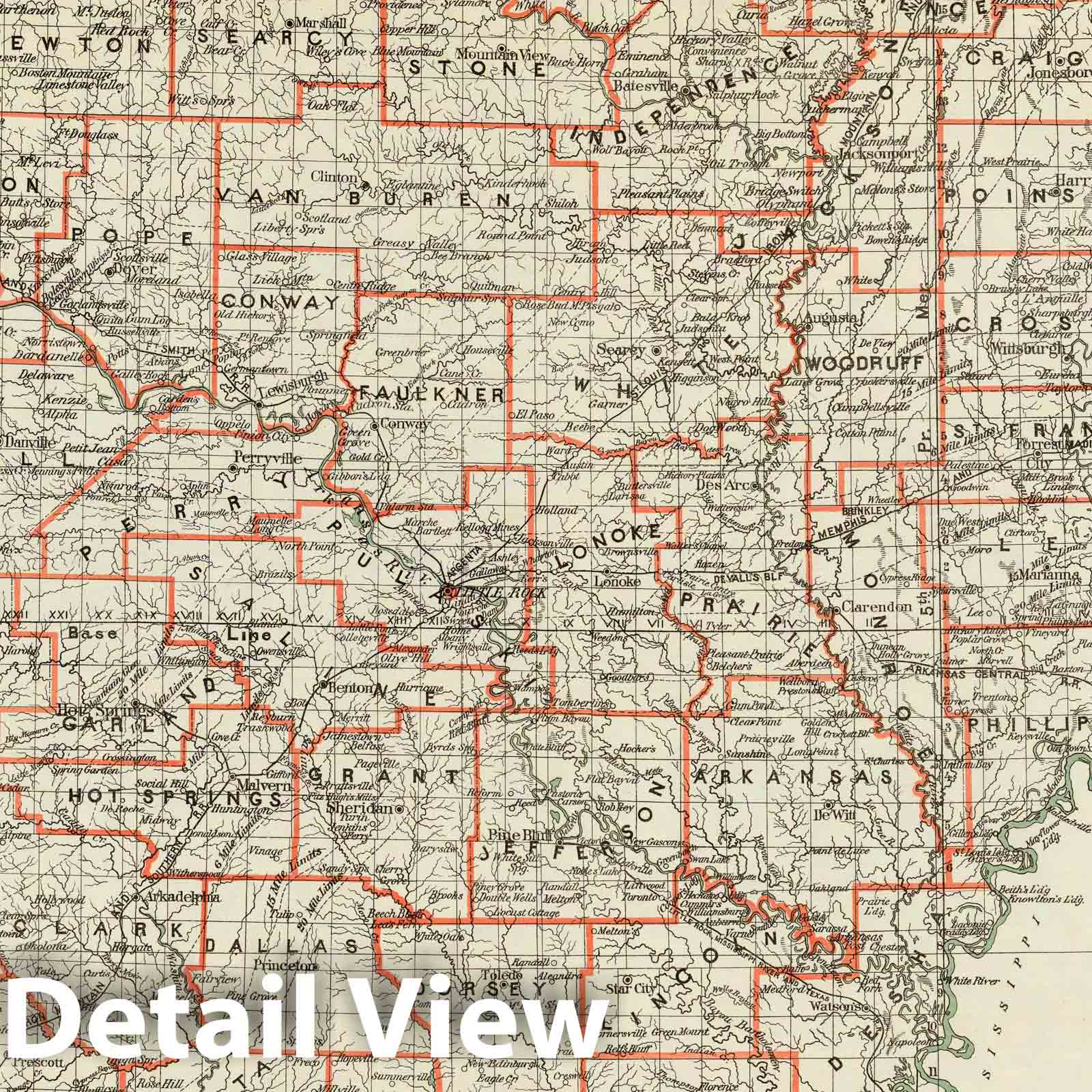 Arkansas - Survey Map, 1878 - Historical Map Print