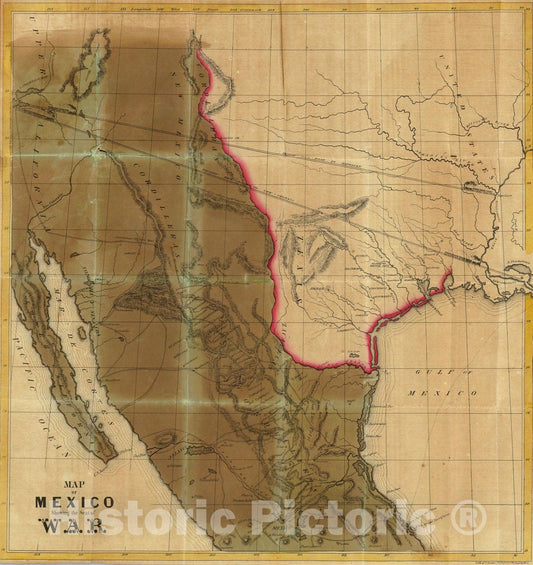 Mexico with Proposed Railroad Routes, 1846 - Historical Map Print
