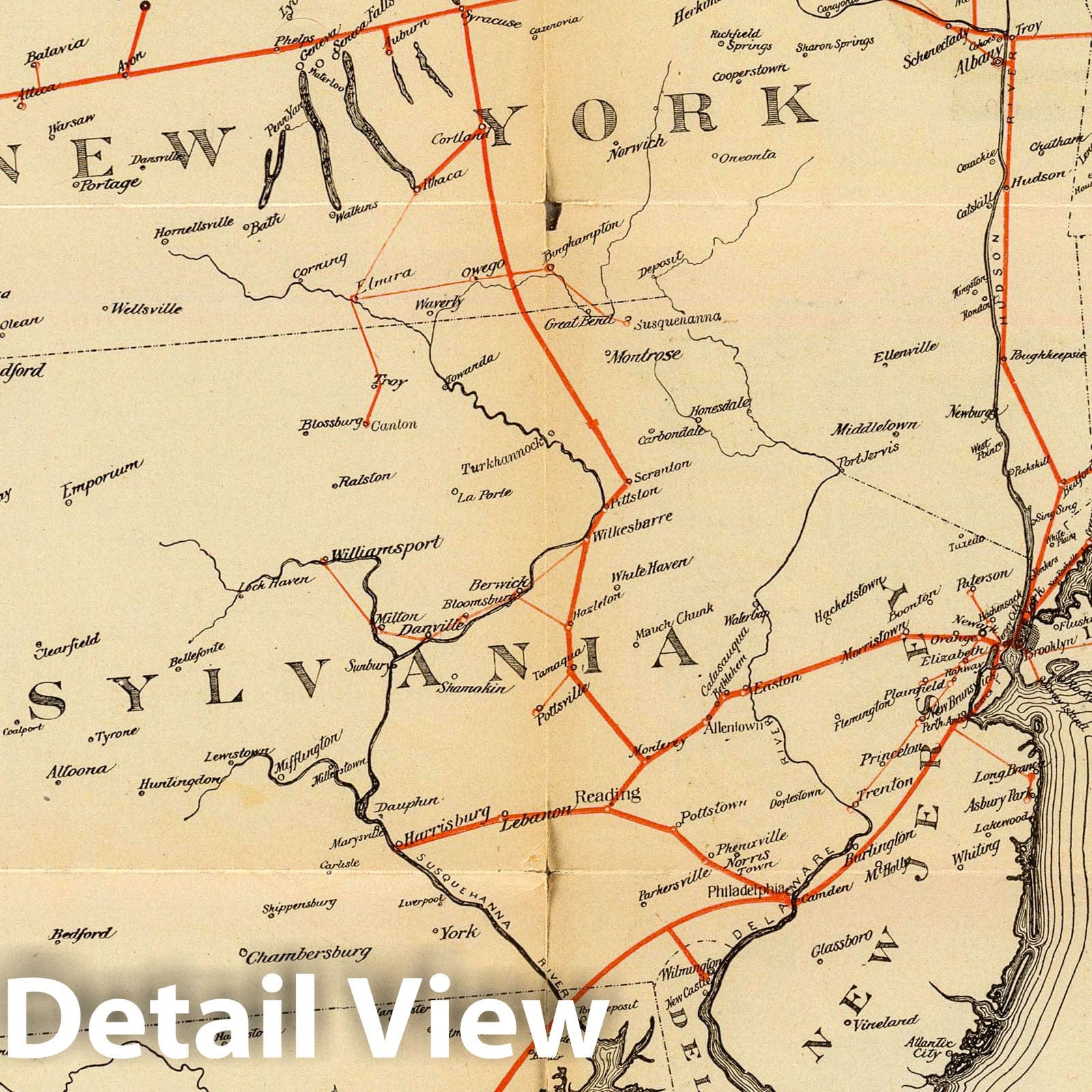 Northeastern United States Communications Map, 1891 - Historical Map Print