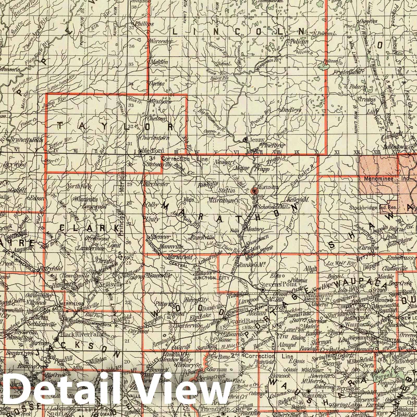 Wisconsin - Survey Map, 1878 - Historical Map Print