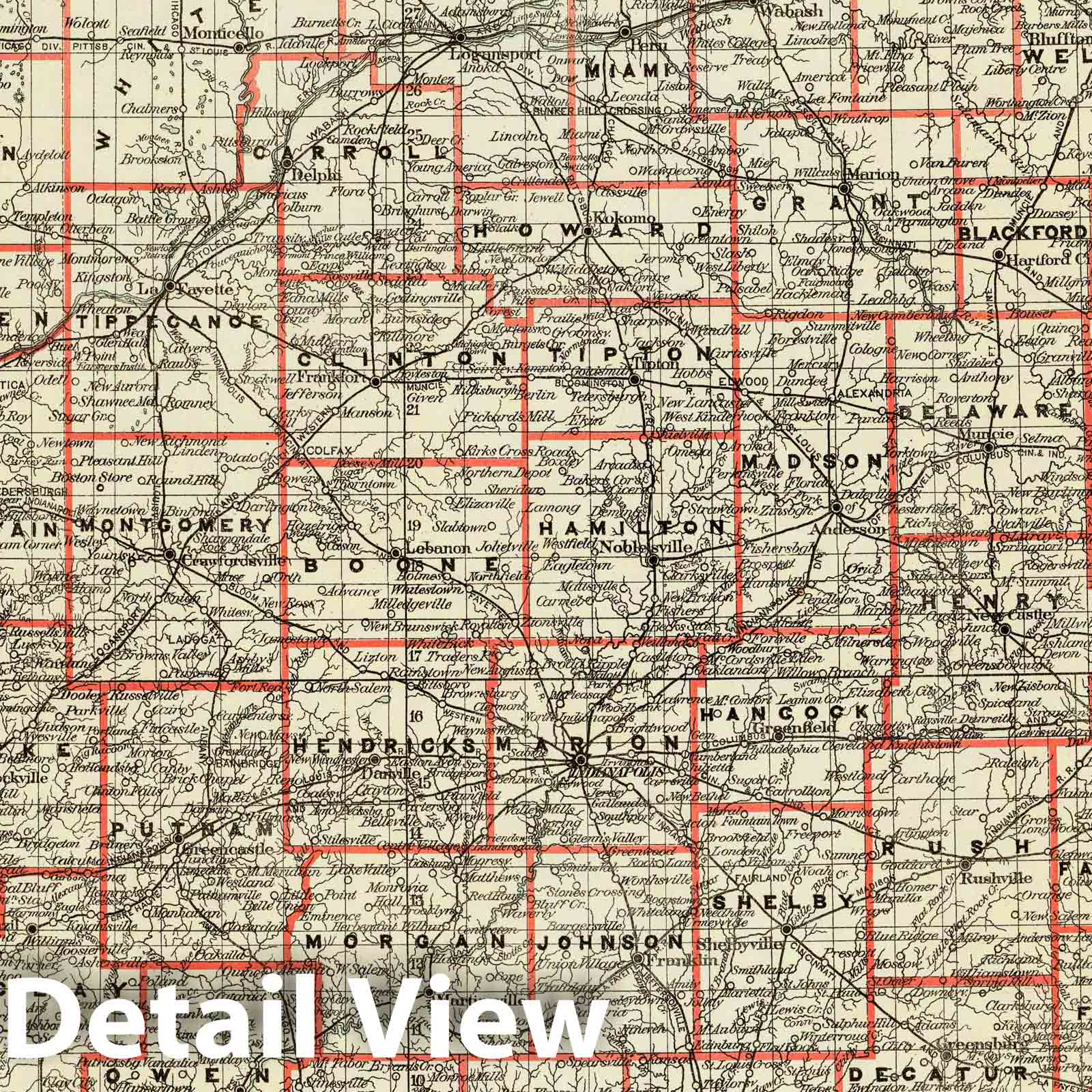 Indiana Survey Map 1878 - Historical Cadastral Map Print