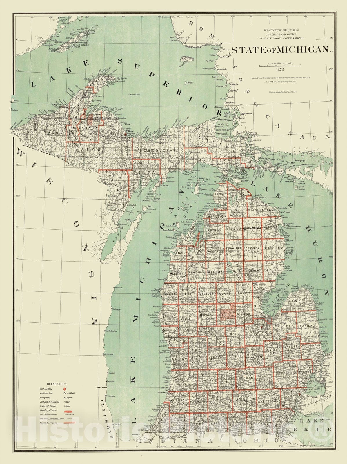Historic Map - Drew's New Map of The State of Florida, 1870 - Vintage Wall Art