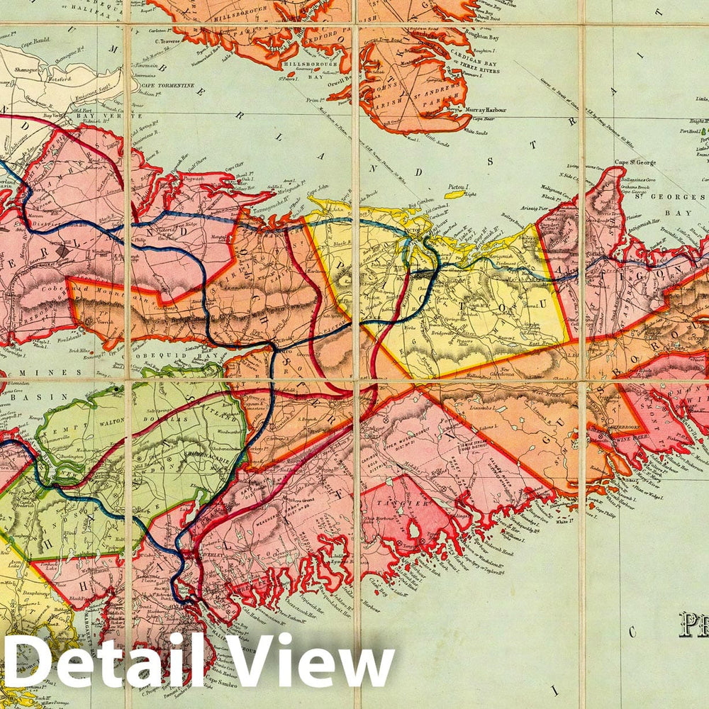 Historic Map : Mackinlay's map of the Province of Nova Scotia, including the island of Cape Breton, 1885 - Vintage Wall Art