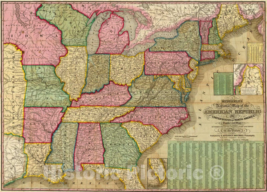 United States - Railroad Map, 1843 - Historical Map Print