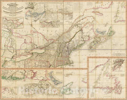 Upper Canada and Lower Canada with Maritime Provinces - Route Map, 1814