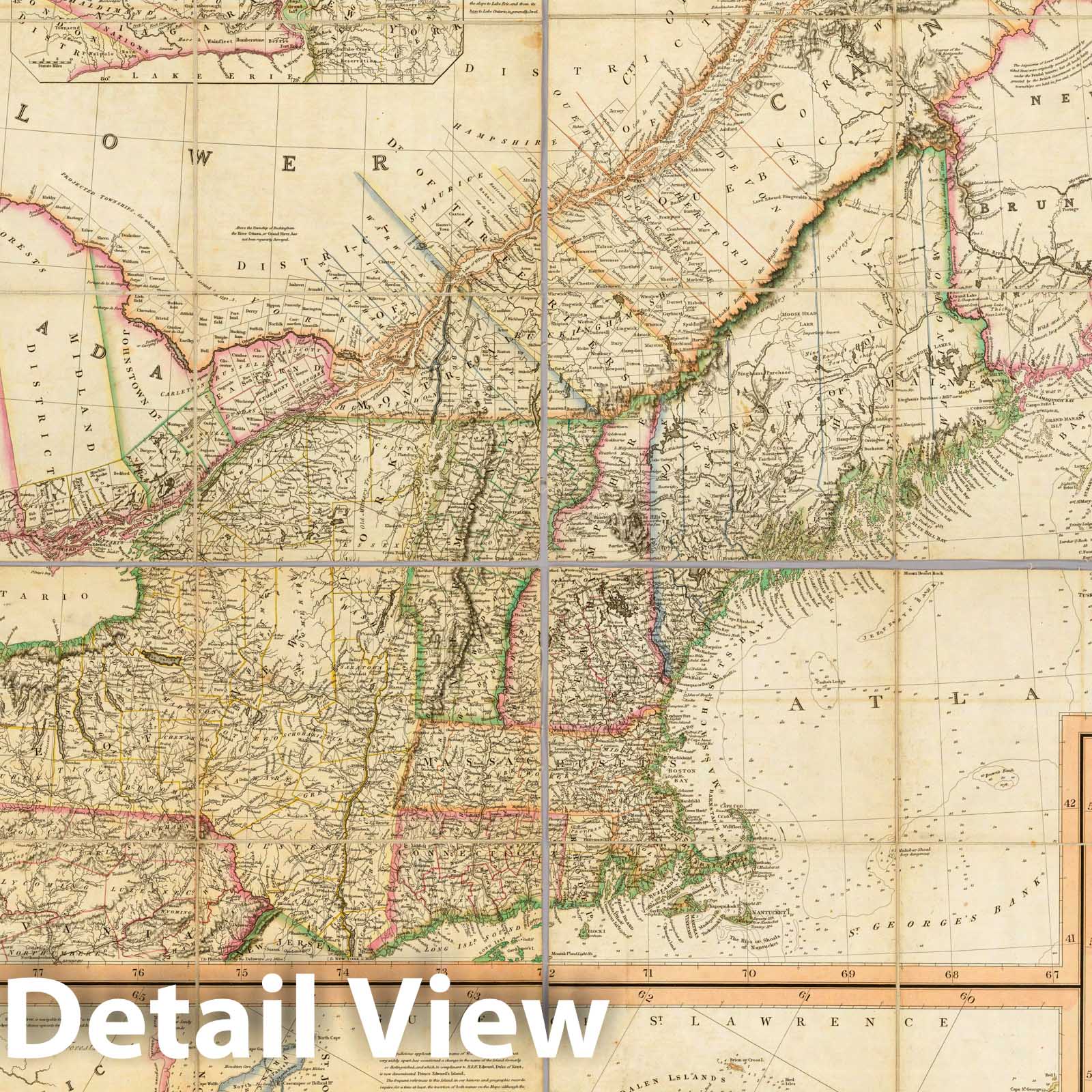 Upper Canada and Lower Canada with Maritime Provinces - Route Map, 1814