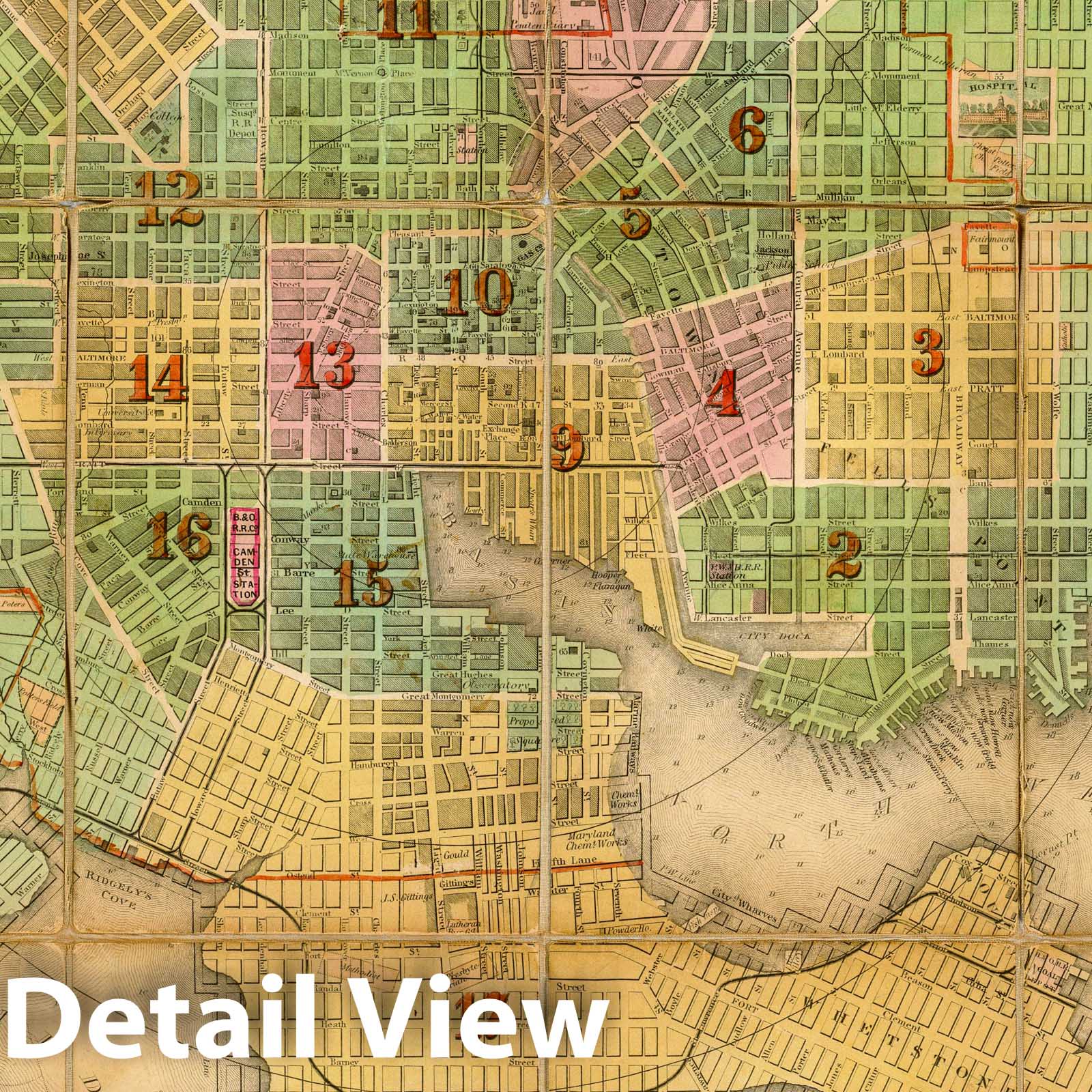 Baltimore - Survey Map, 1852 - Historical Map Print