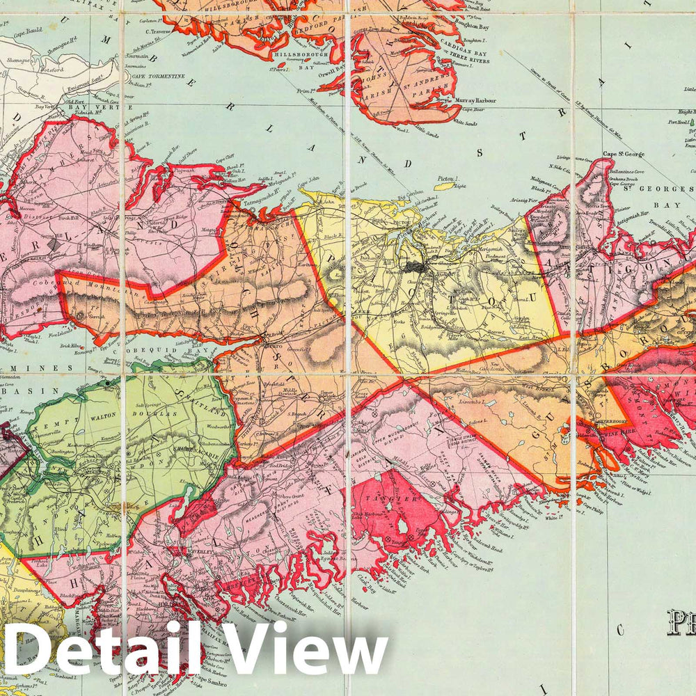 Historic Map : Mackinlay's map of the Province of Nova Scotia, including the island of Cape Breton, 1890 - Vintage Wall Art