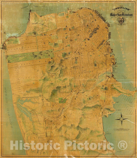 San Francisco, California - Pictorial Map, 1911 - Chevalier Historical Map Print