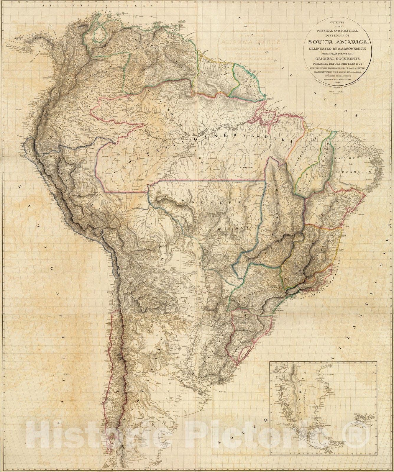 Historic Map : Wall Map, South America 1814 - Vintage Wall Art