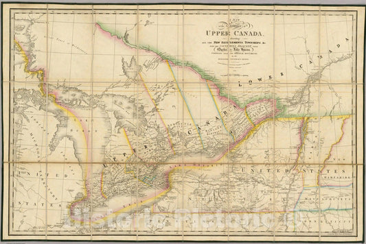 Upper Canada (Ontario) - Route Map, 1838 - Historical Map Print