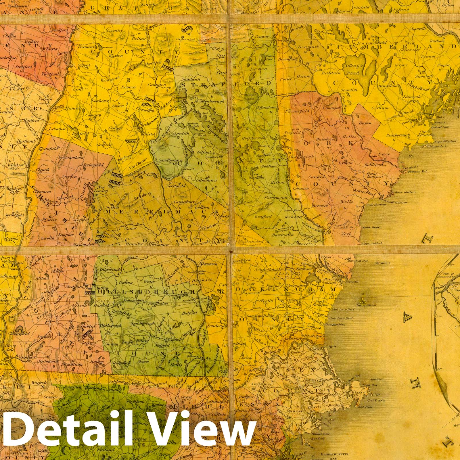 New England States: Maine, New Hampshire, Vermont, Massachusetts, Rhode Island, Connecticut - Canal Map, 1827