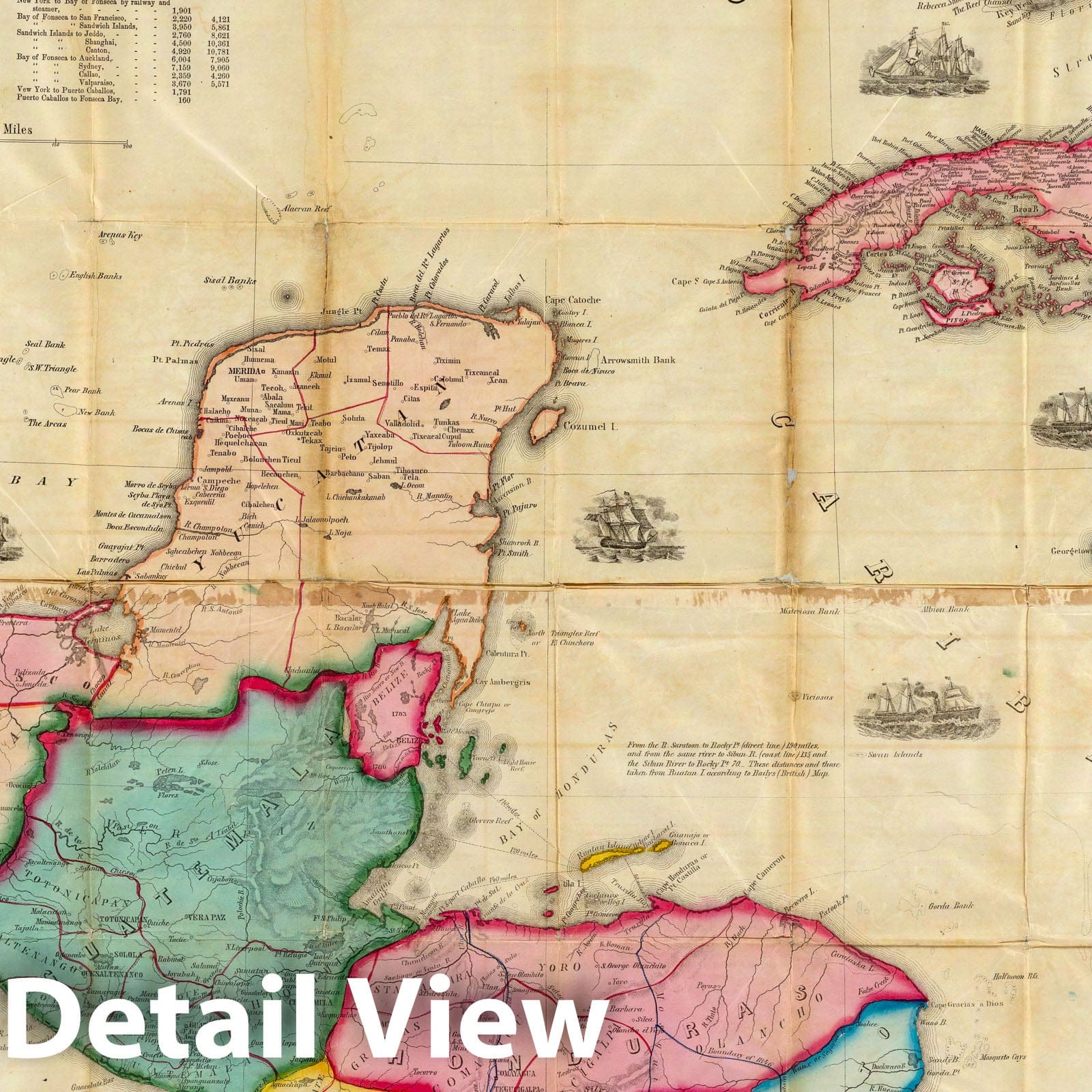 Central America, Cuba, Florida, Mexico & West Indies - Railroad Map, 1857