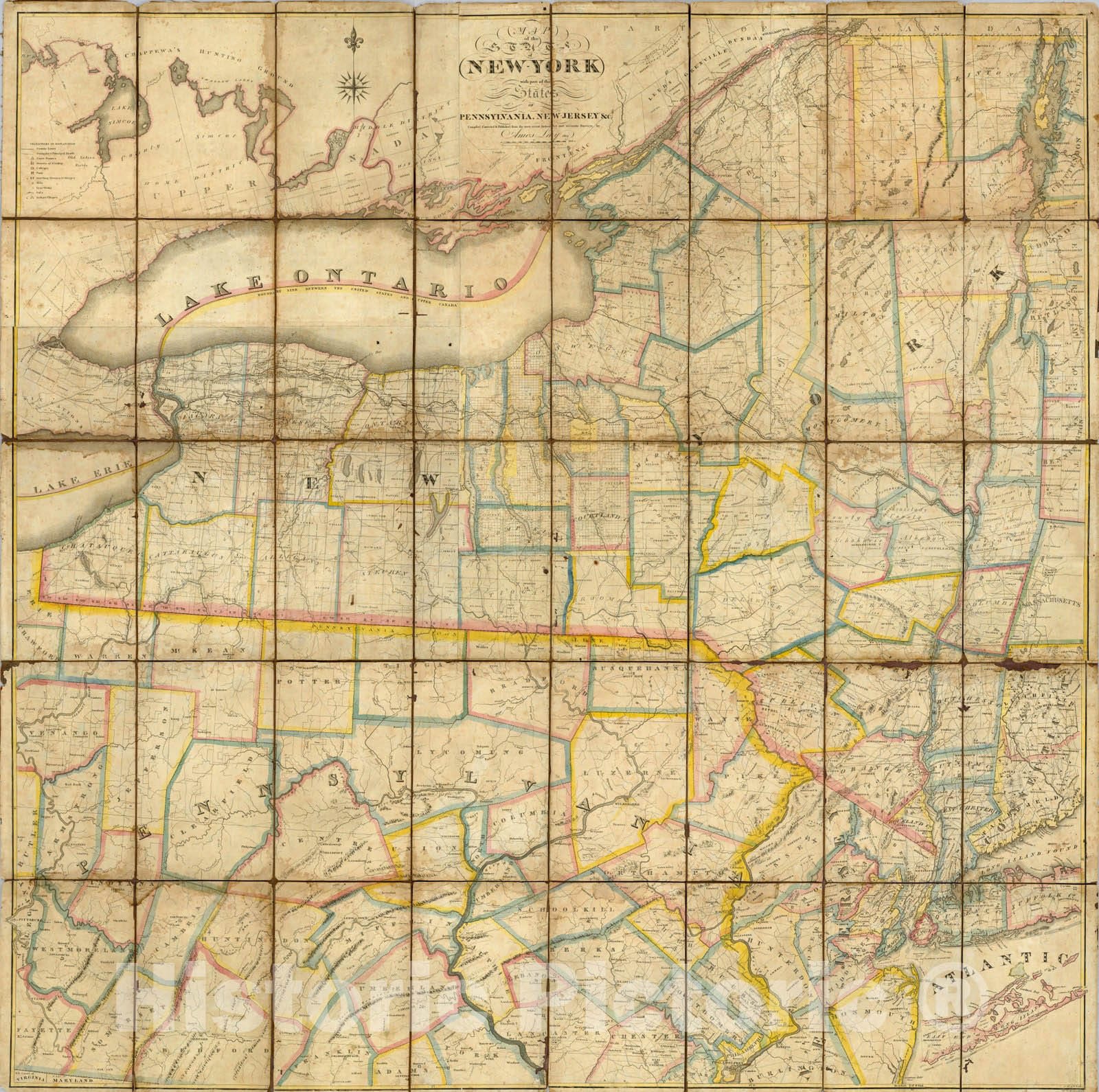 Historic Map : Map of The State of New York, 1817 - Vintage Wall Art