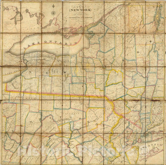 Historic Map : Map of The State of New York, 1817 - Vintage Wall Art