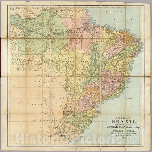 Historic Map : A new map of Brazil, 1866 - Vintage Wall Art