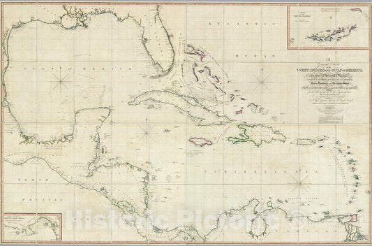 West Indies and Gulf of Mexico - Nautical Chart, 1808