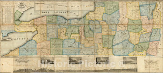 Historic Map : Map of the Western Part of the State of New York, 1825 - Vintage Wall Art
