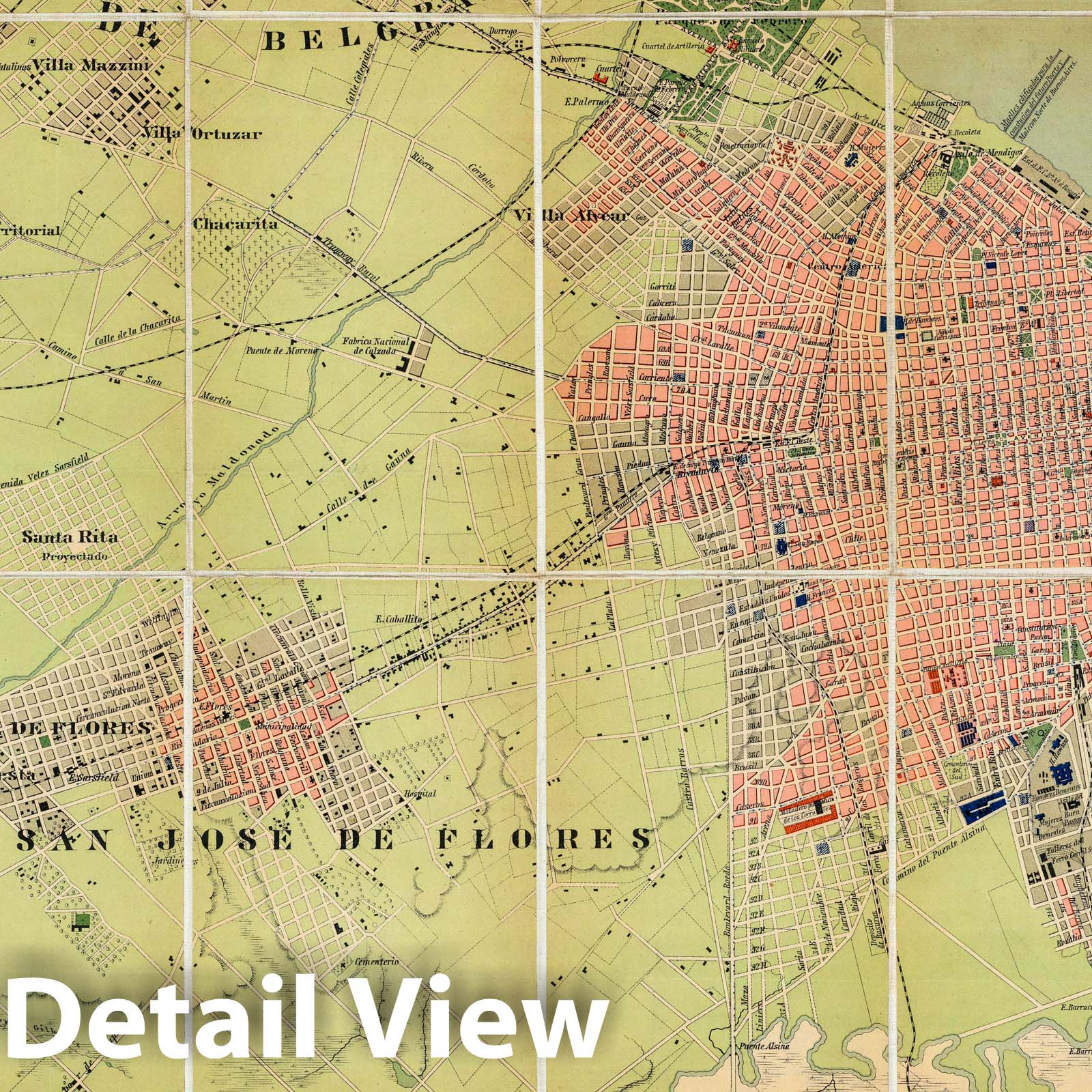 Buenos Aires, Argentina 1892 Historical City Plan Map