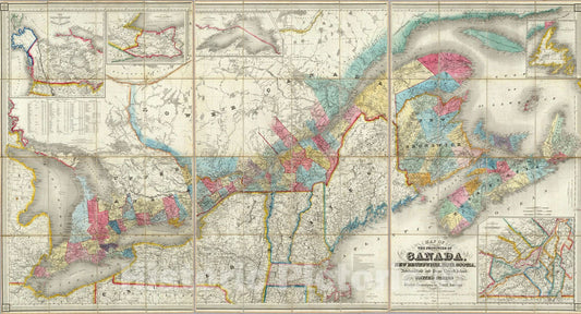 Canada, New Brunswick, Nova Scotia, Newfoundland & Prince Edward Island - Railroad Map, 1846