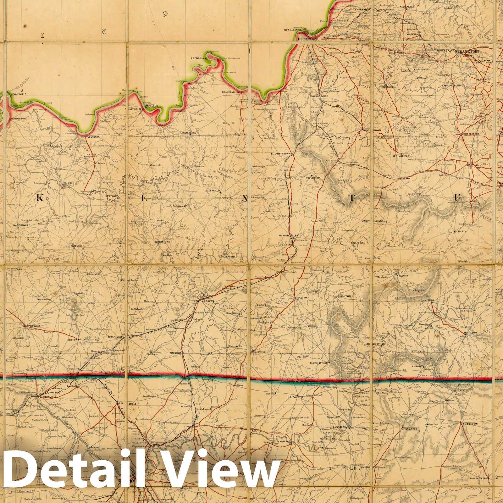 Civil War: Kentucky and Tennessee - Road Map, 1863 - Historical Map Print