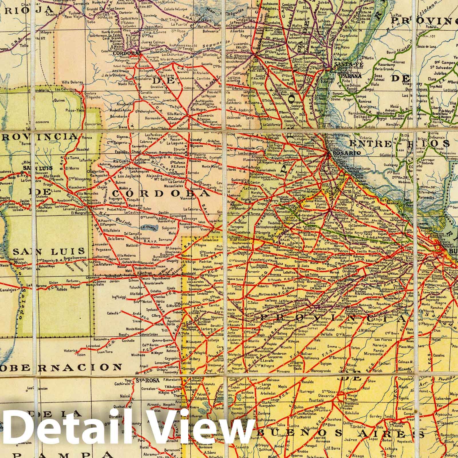 Argentina - Railroad Map, 1925