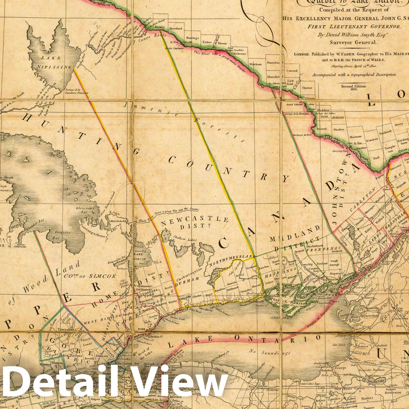 Upper Canada 1818 Topographic Map Print