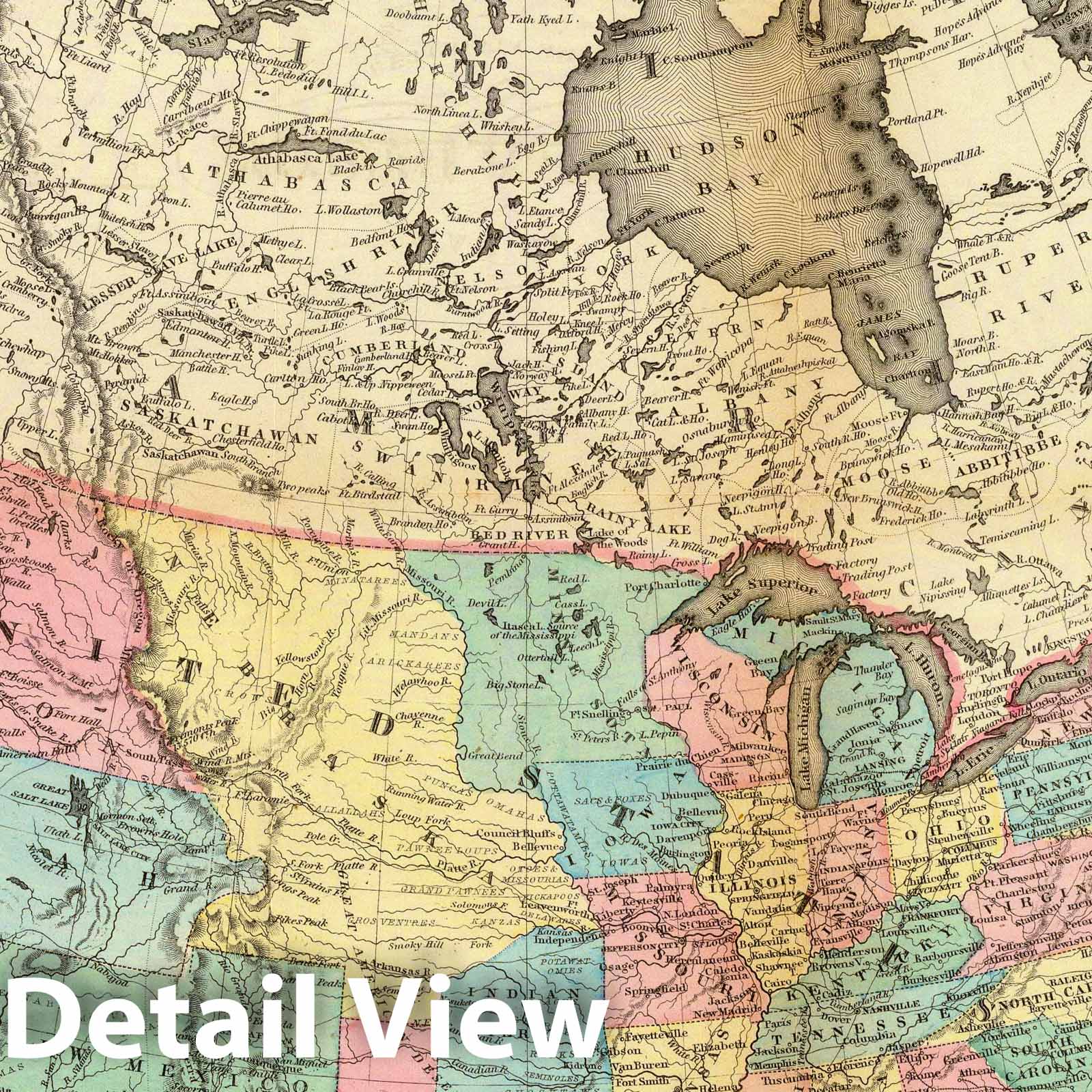 North America with California Gold Region, 1852 - Historical Map Print