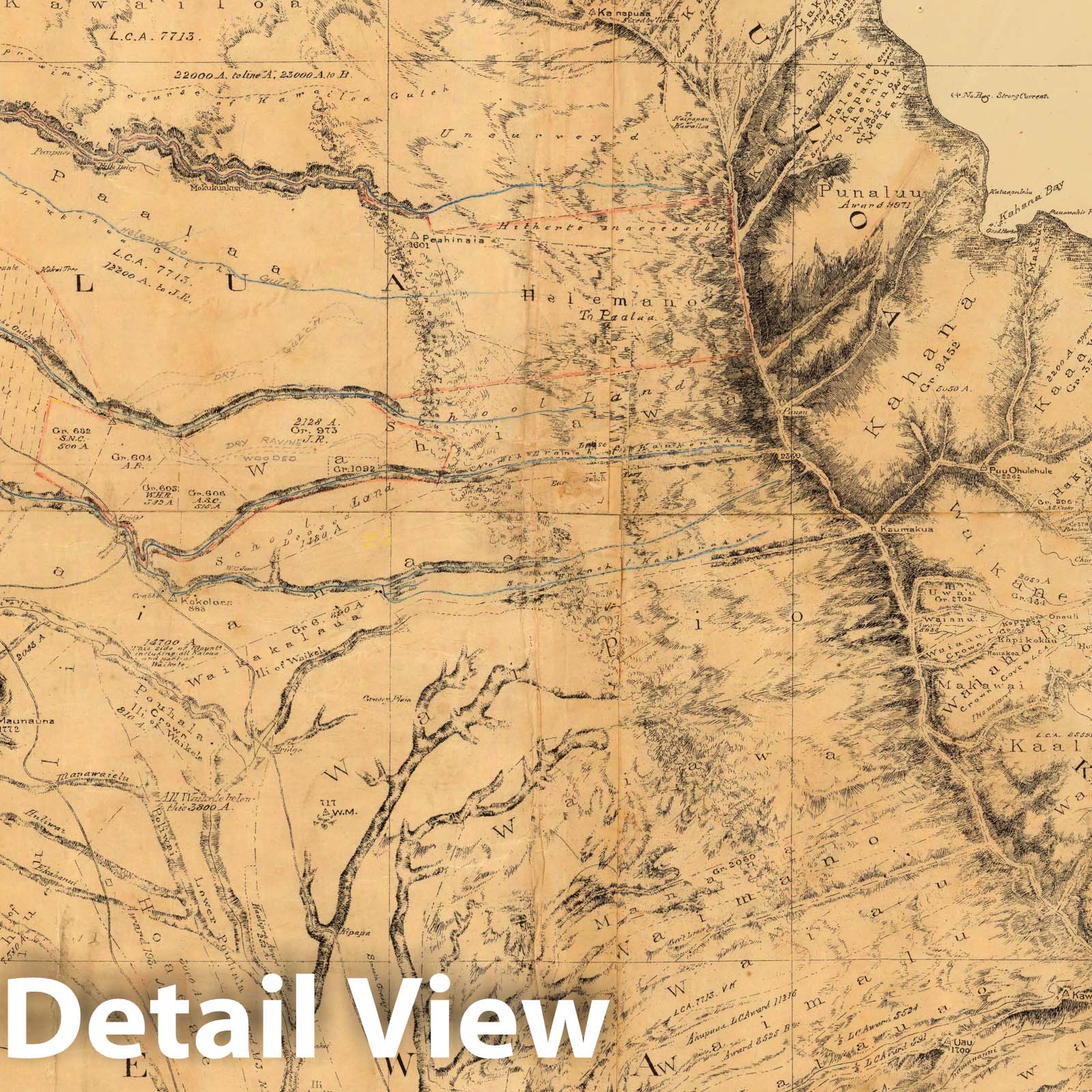 Oahu, Hawaiian Islands - Survey Map, 1881 - Historical Map Print