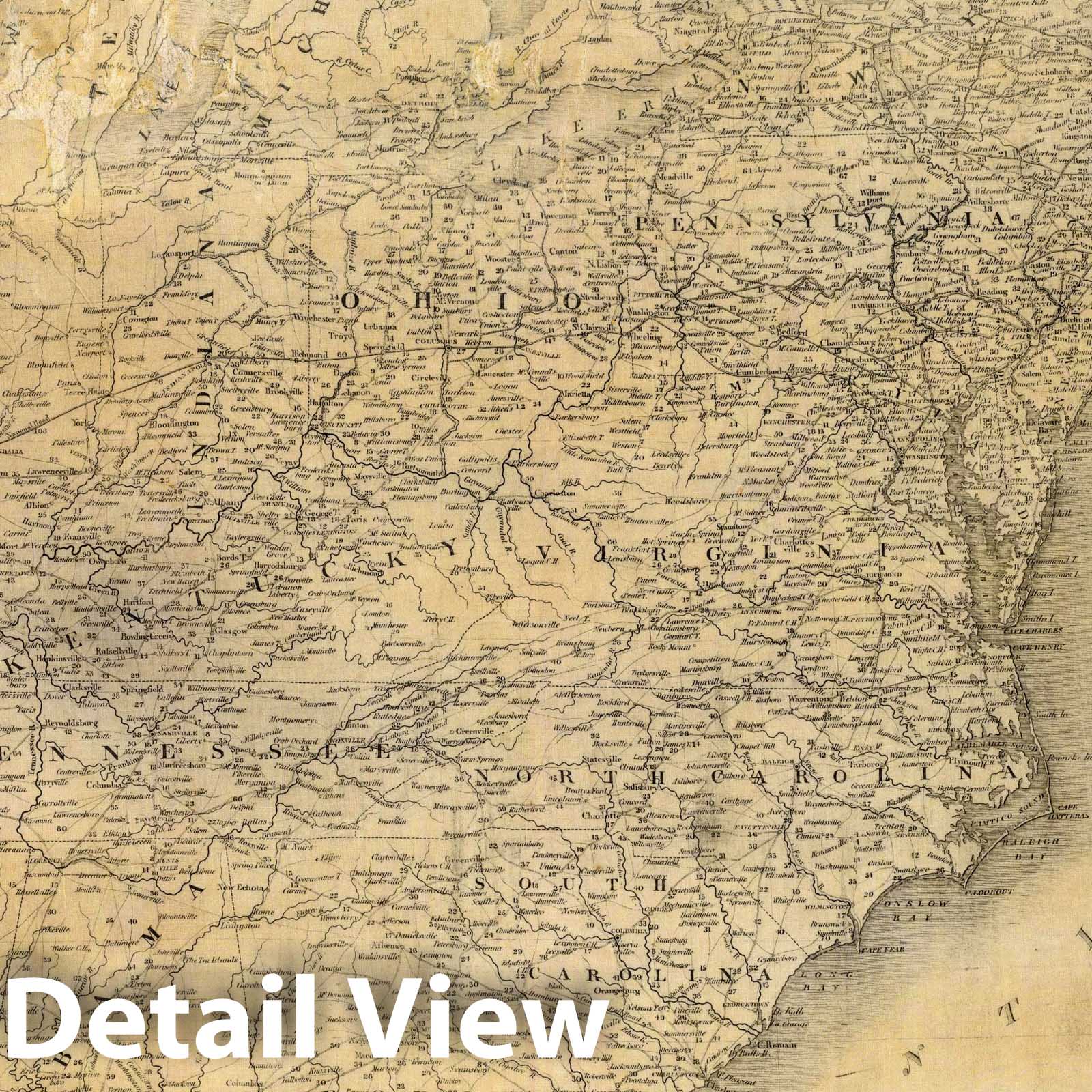 United States - Roads and Railroad Routes, 1835 - Historical Map Print