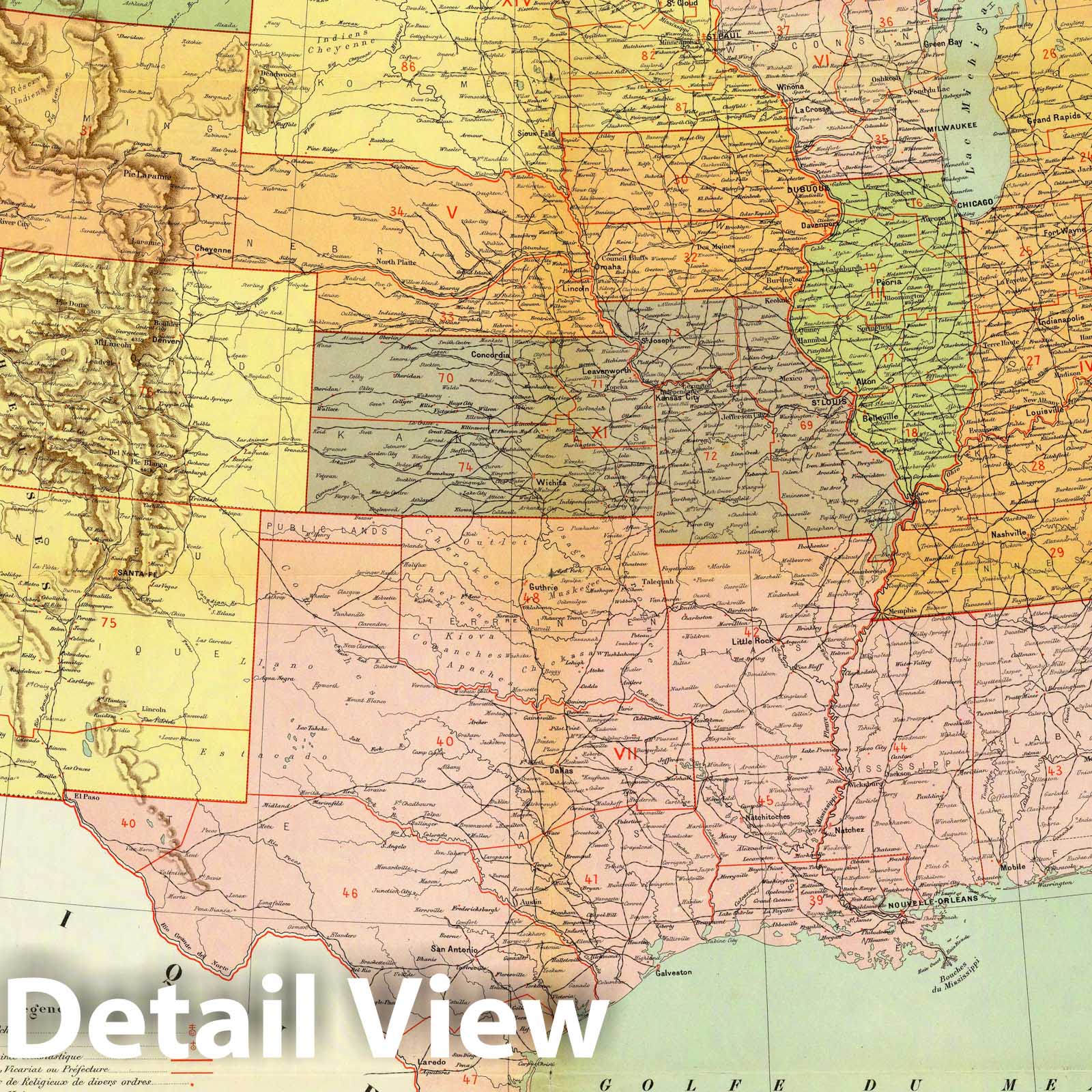 United States - Catholic Missions Map, 1900 - Historical Map Print