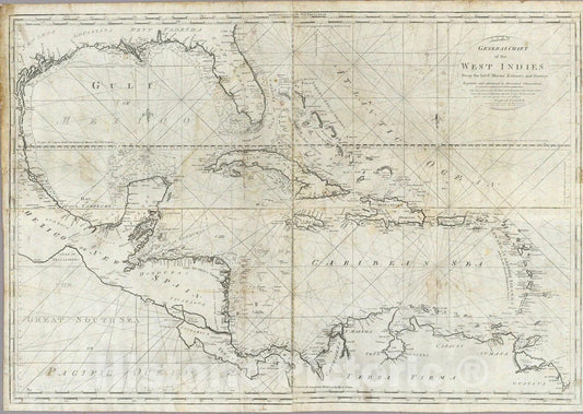 A New General Chart of the West Indies - 1789 Nautical Chart Print